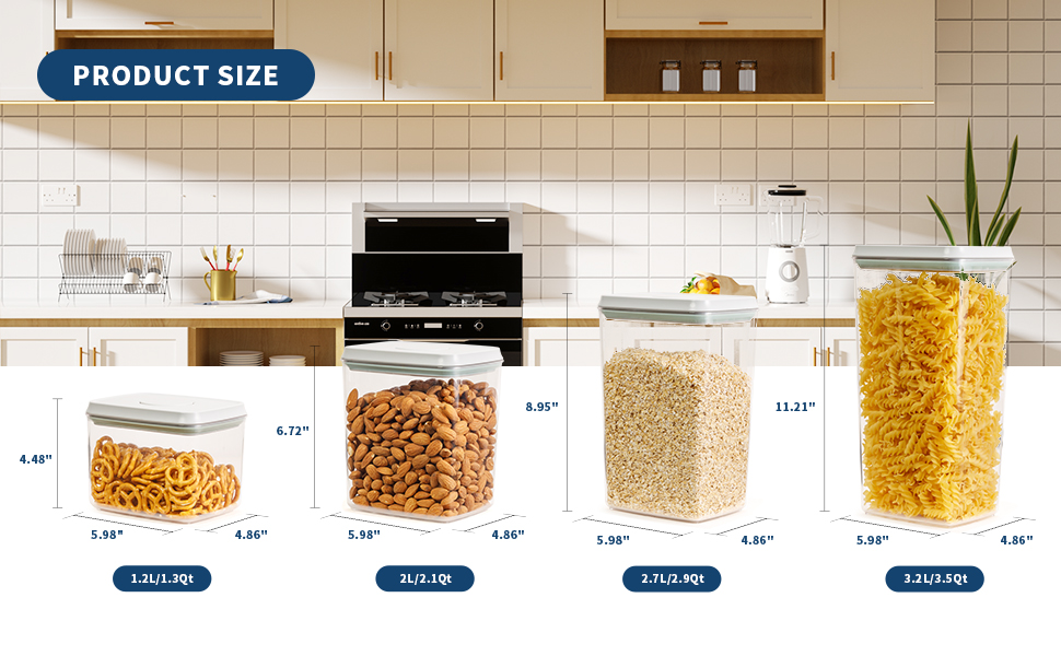 JIMALL 3 Set Airtight Storage Containers, Stackable Pop