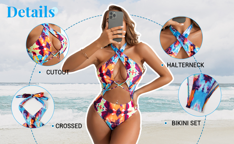 claneFLARE DESIGN SEPARATE SWIMWEAR サイズ1 WDIRARA Women's Tie Dye Monokini Cut Out Criss Cross One
