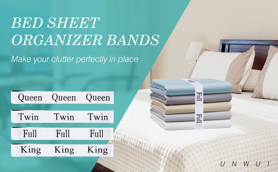 UNWUI 4 PCS Bed Sheet Organizer Bands,Elastic Sheet Set Organizer for
