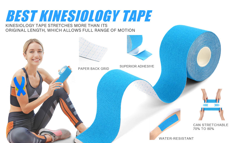 ACWOO Kinesiology Sports Tape, 5cm*5m Roll of Elastic Waterproof Muscle