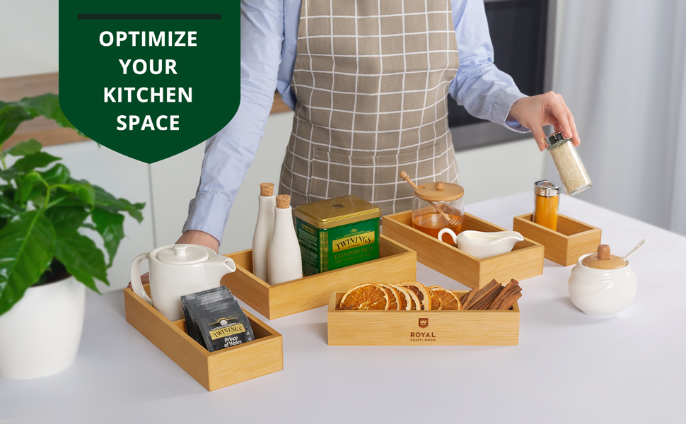 ROYAL CRAFT WOOD Luxury Bamboo Drawer Organizer Storage Box