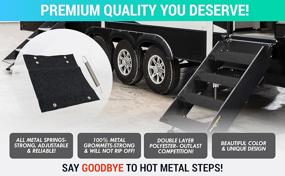 LATCH.IT RV Step Covers 4 Pack 23" Wide Camper Step Carpet Covers