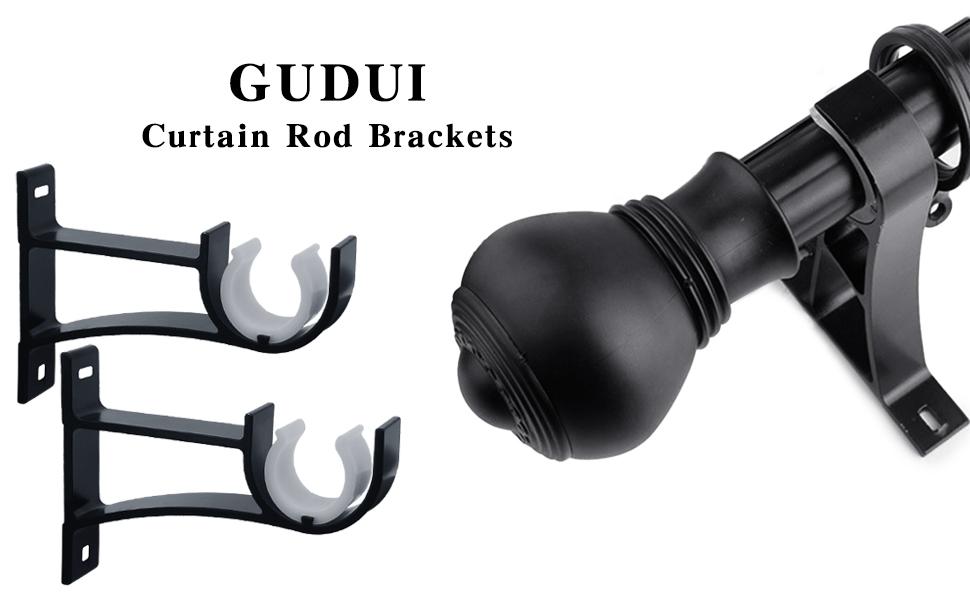 Curtain Rod Bracket, Heavy Duty Curtain Rod Holder Hooks Black Single