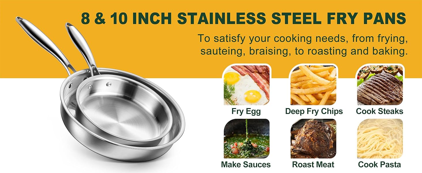 8 &amp; 10 inch fry pans