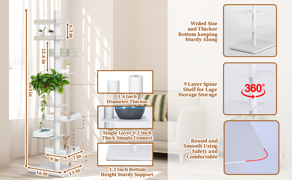  Tier Metal Vertical Bookshelf Tower