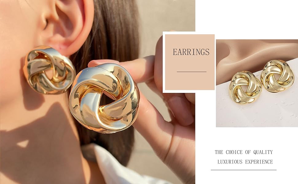 Gold Knot Stud Earrings