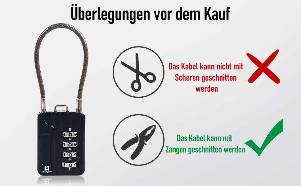 RESET200 4stelliges Zahlenschloss mit 10 cm für