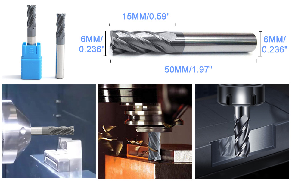 Carbide Square Nose End Mills 4 Flute 45° Micro Tungsten Steel Grain Carbide End Mill Cutter
