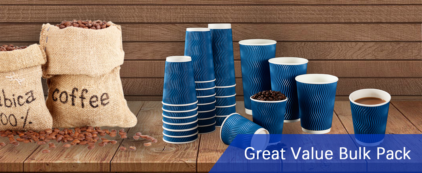 Lamosi 500Count 12 oz Insulated Paper Coffee Cups Bulk