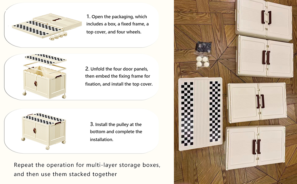 HOTRCR Large Plastic Storage Box with Lid, Stackable Storage Boxes Open