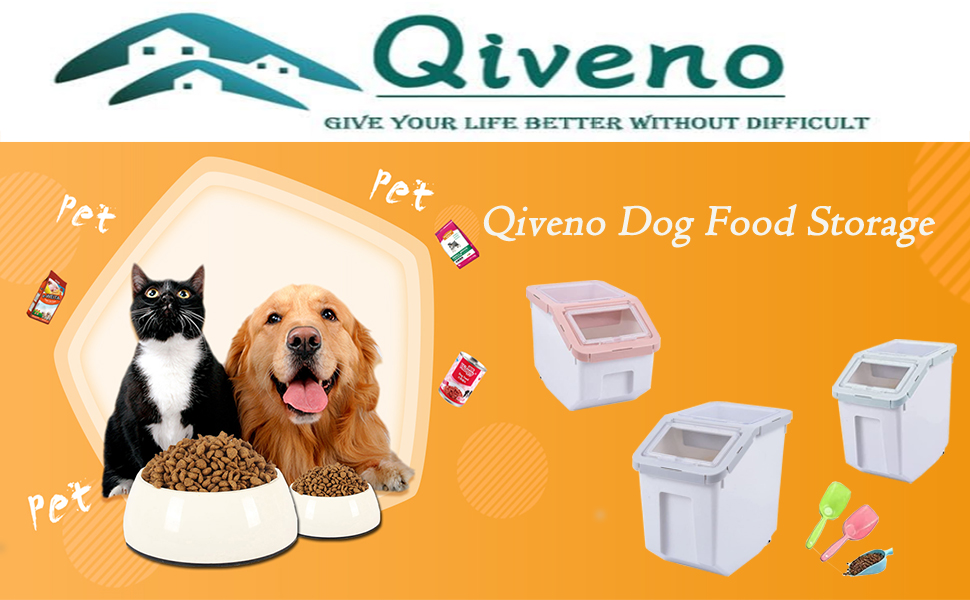 Pet Supplies Qiveno 2 Pack Dog Food Storage Container 20 lb, Large