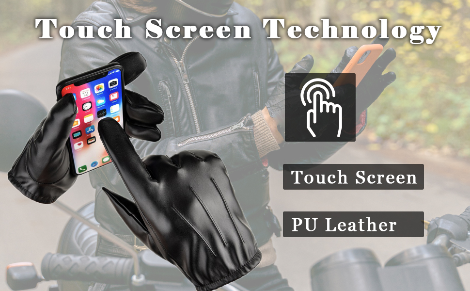 men leather no velvet thin touchscreen gloves