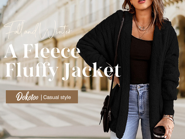 Dokotoo Winter Clothing for Women Fashion 2025 Fleece Open