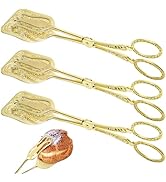 Jucoan 3 Pack Vintage Gold Serving Tongs, 8.5 Inch Buffet Salad Food Scissor Tongs for Bread Cake...