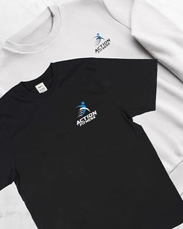 sweatshirt and tshirt with action fitness logo