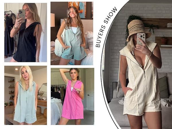 Amazon.com: TAQCUX Rompers for Women Athletic Workout Hooded