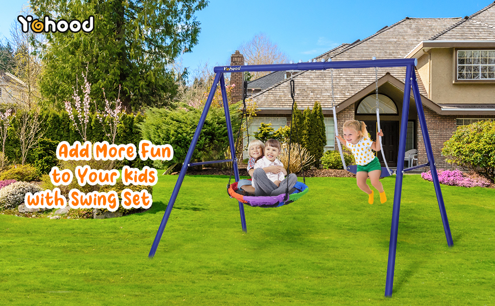 Swing Sets for Backyard, 440lbs 2 Seat Swing Set Outdoor