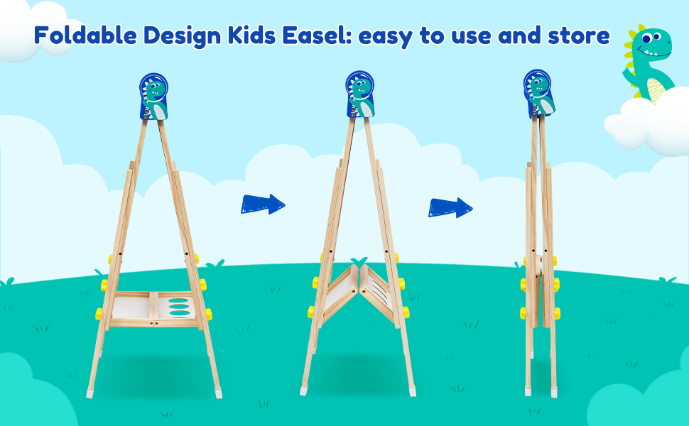 Kids Easel with Paper Roll DoubleSided Whiteboard