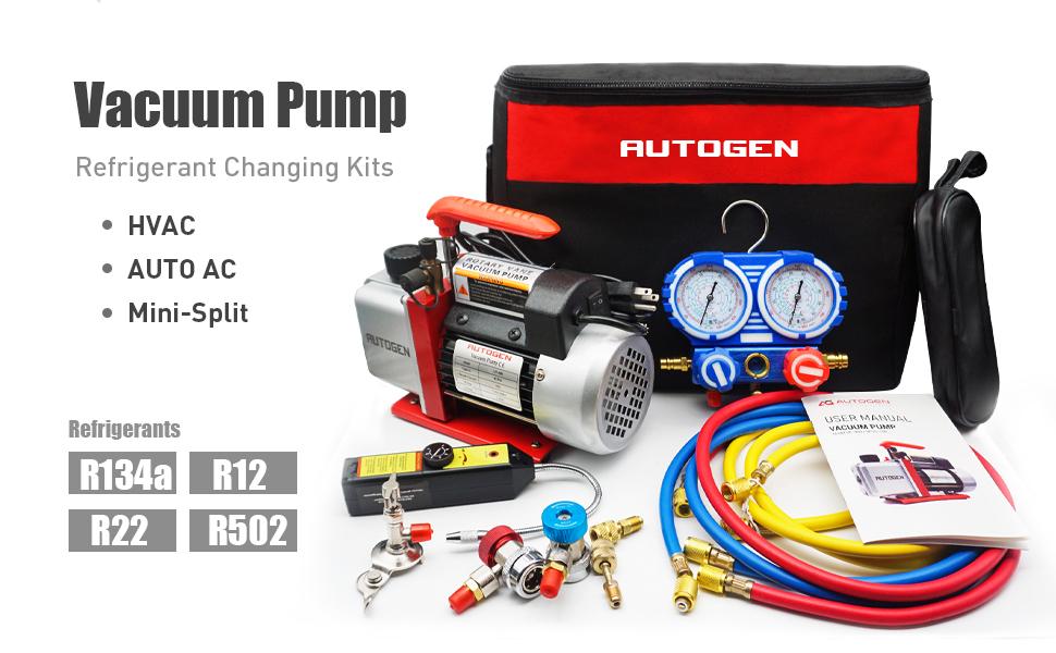 AUTOGEN Portable 4CFM 1/3HP Air Vacuum Pump, HVAC R134a R12 R22 R502 A