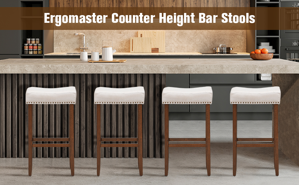 ERGOMASTER Cambridge Bar Stools Set of 4, 24 Inch Counter