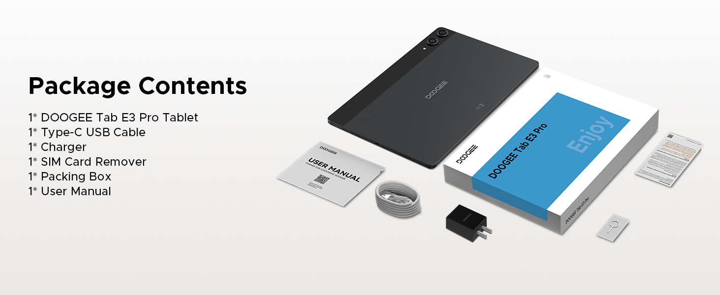 Package Contents of DOOGEE Tab E3 Pro