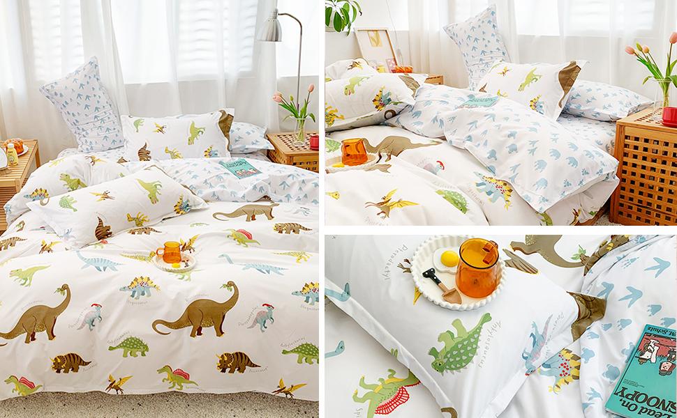 qjmiaofang Dinosaur Boy Bedding Twin Dinosaur Bedding Reversible
