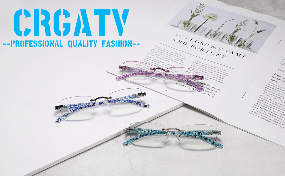 k Rimless Reading Glasses Blue Light Blocking Stylish Tinted Readers