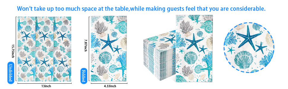 3 Ply Disposable Hand Towels for Bathroom Beach Summer Napkins