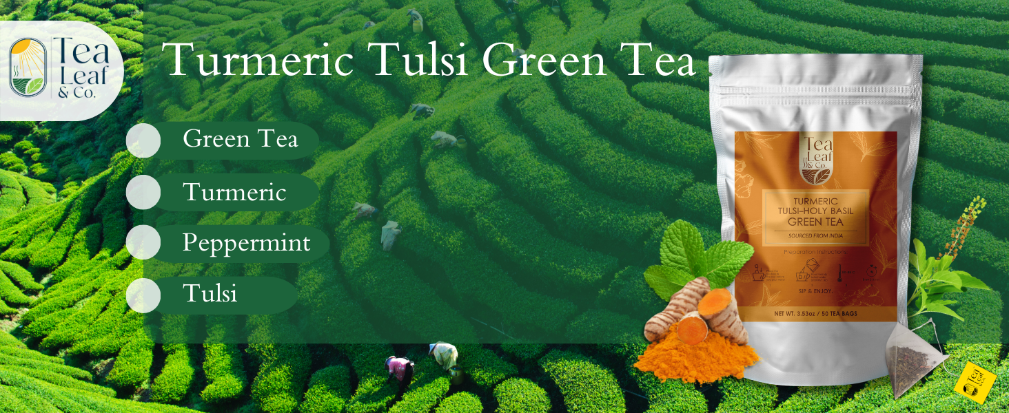 Turmeric Tulsi Green Tea 50 Pyramid Tea bags