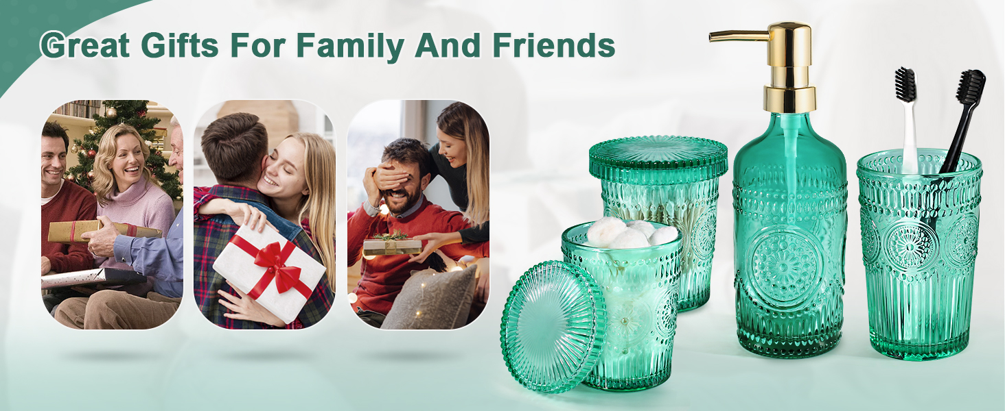 green bathroom accessories