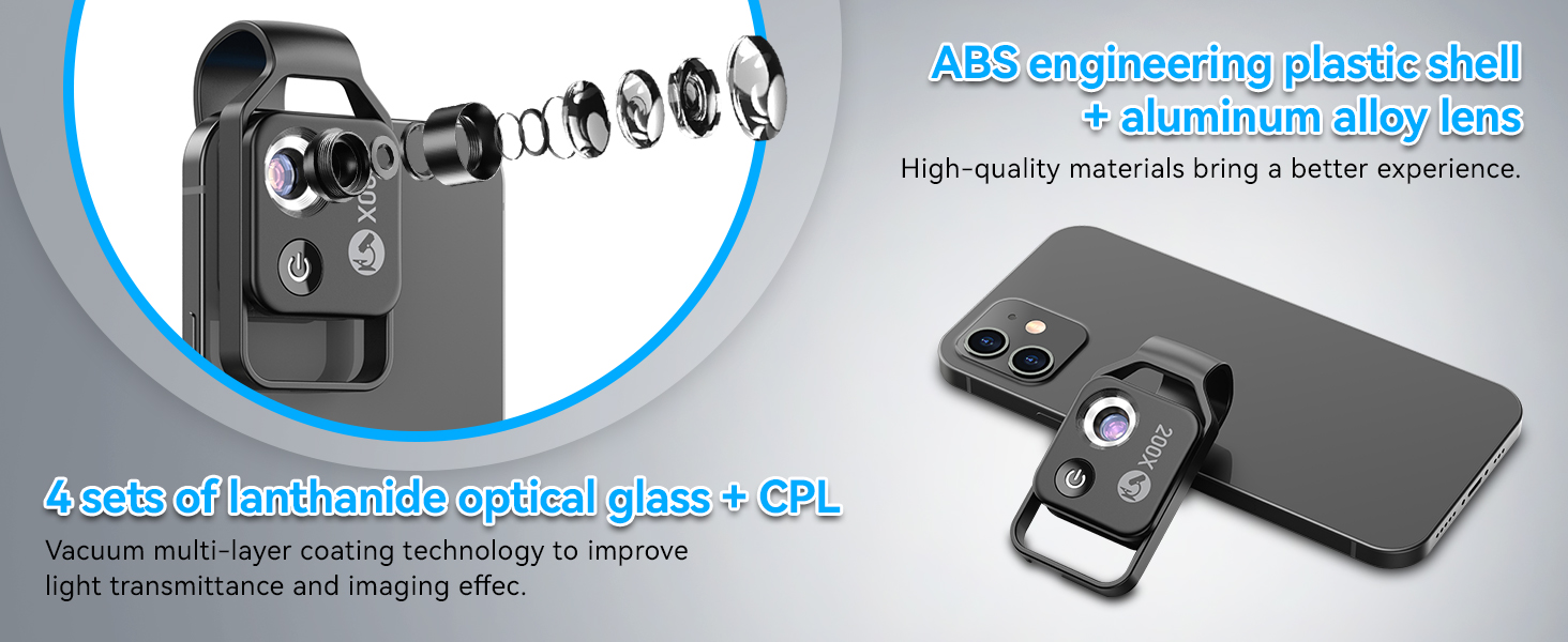 APEXEL 200X Phone Microscope Lens