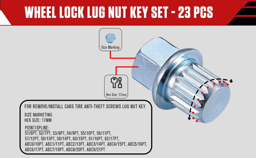 23PCS Automotive AntiTheft Screw Remover Key Socket Set