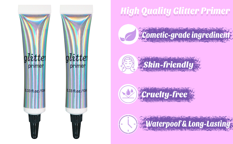 YOSCA Makeup Glitter Primer, 2pcs Professional Cosmetic Styling Primer, Long