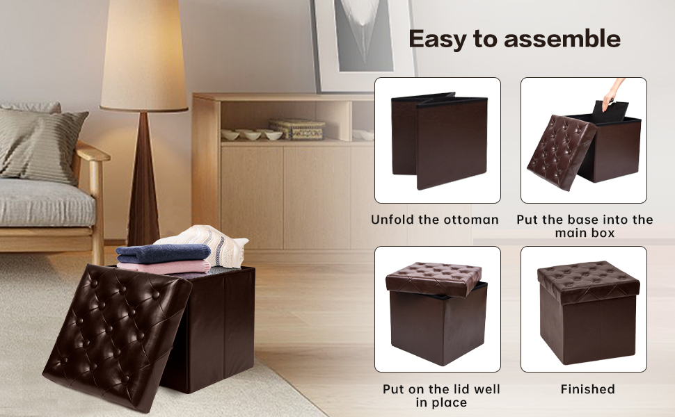 CAROLMADE Storage Ottoman Cube Storage Stool with Thickened