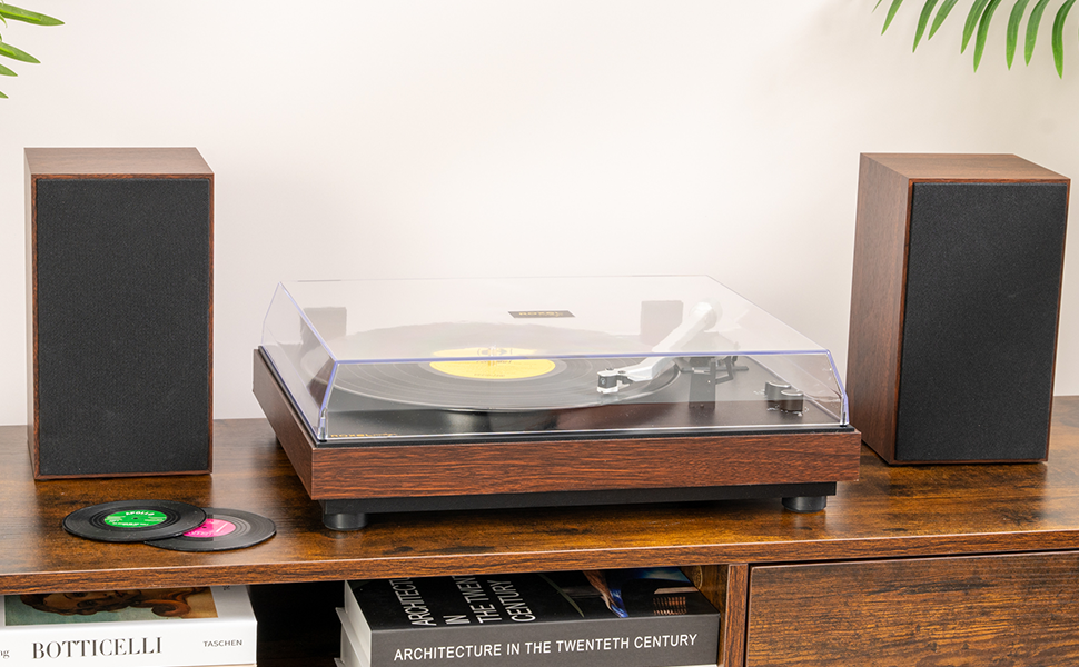 Roxel VRP120 Turntable with Bookshelf Speakers, Vinyl Record Player