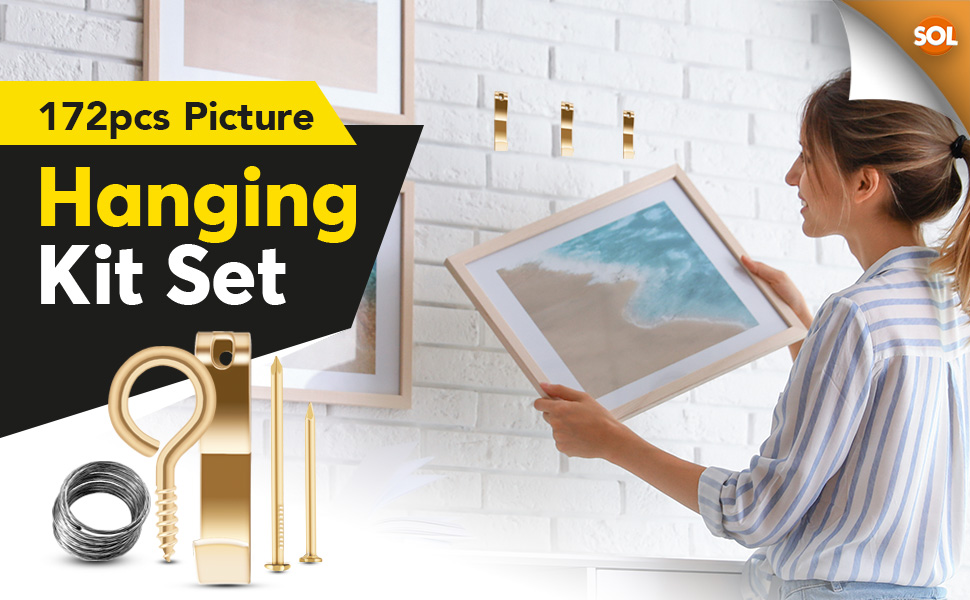 172pk Picture Hanging Kit Multiple Wall Hooks for Hanging, Picture