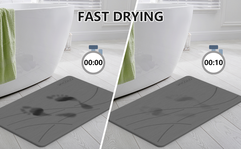 WICOLO Stone Bath Mat, Diatomaceous Earth Shower Mat Non