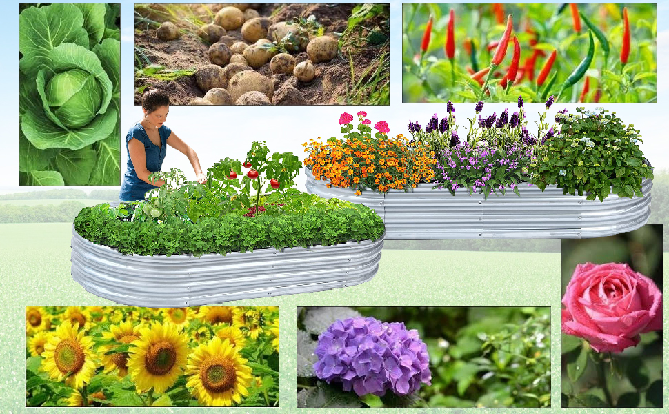 Yoblink Raised Garden Bed,Galvanized Raised Garden Bed,Planter Box,Garden Beds Outdoor for
