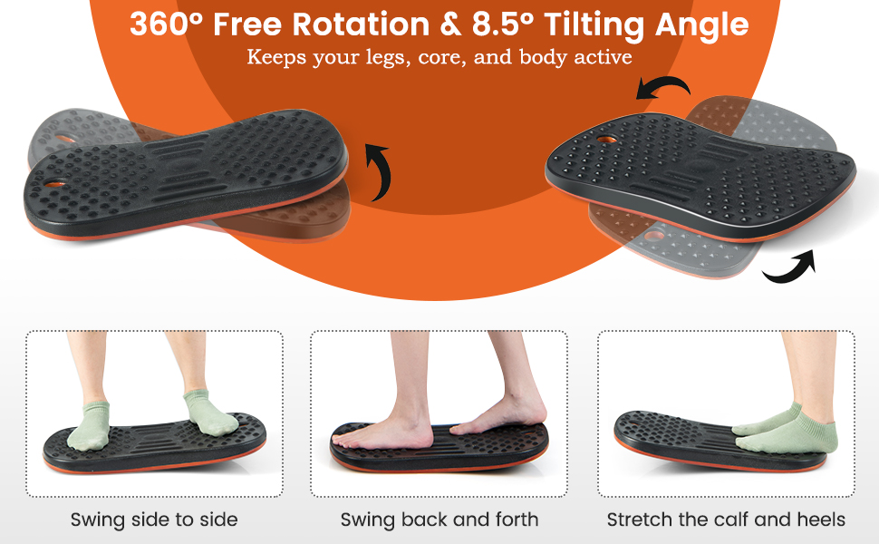 Goplus Standing Desk Wooden Balance Board, 360° Rotation Anti Fatigue Mat Wobble