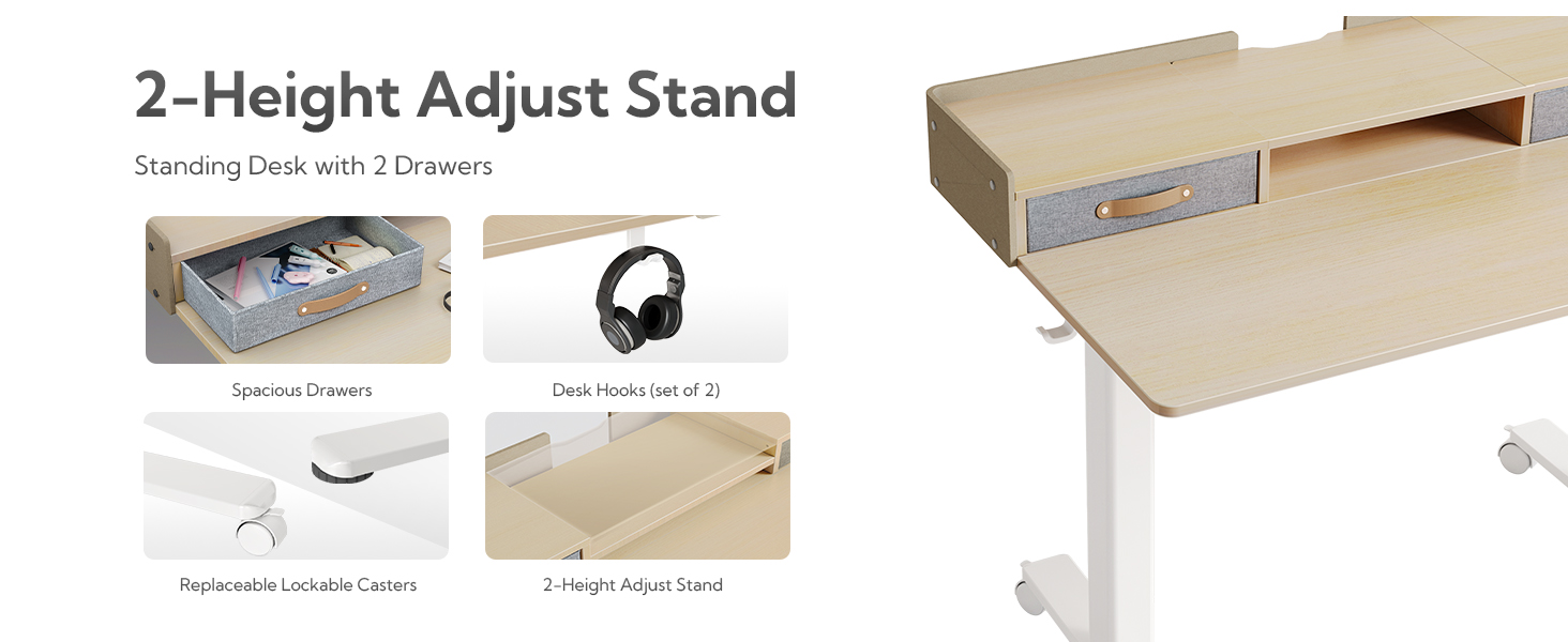 standing desk with drawers