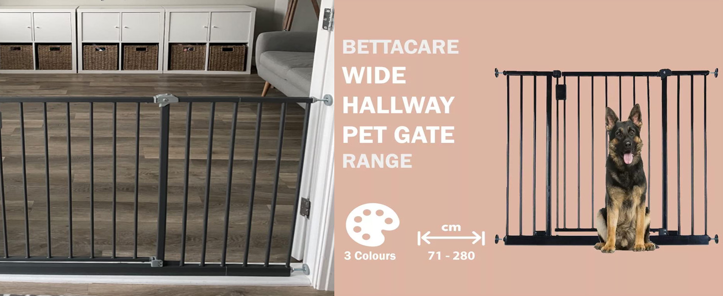Bettacare Pet Gate with Lockable Cat Flap, 75cm 84cm, White, 104cm in