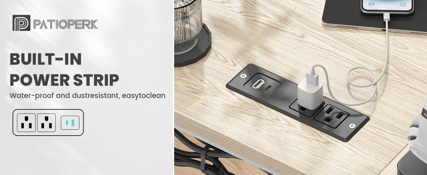 L-Shaped Desk with Power Outlets