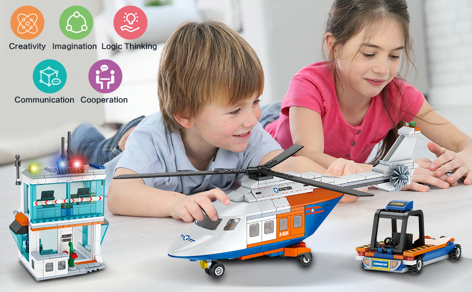 HOGOKIDS City Passagierflug Flugzeug Baukasten - 3 IN 1 Flughafen ...