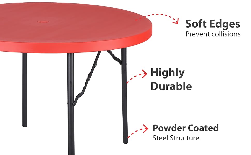 Supreme Furniture Disc Foldable, Round Plastic Table