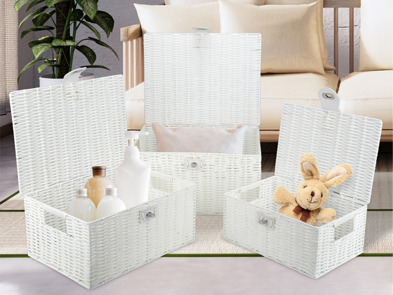 Amazon.com: Honygebia White Wicker Storage Baskets - Set of 3