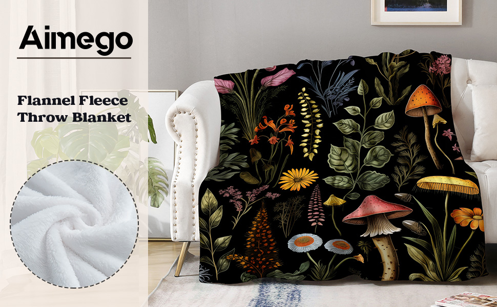 Boho Mushroom Blanket Gifts for Women Bohemian Floral