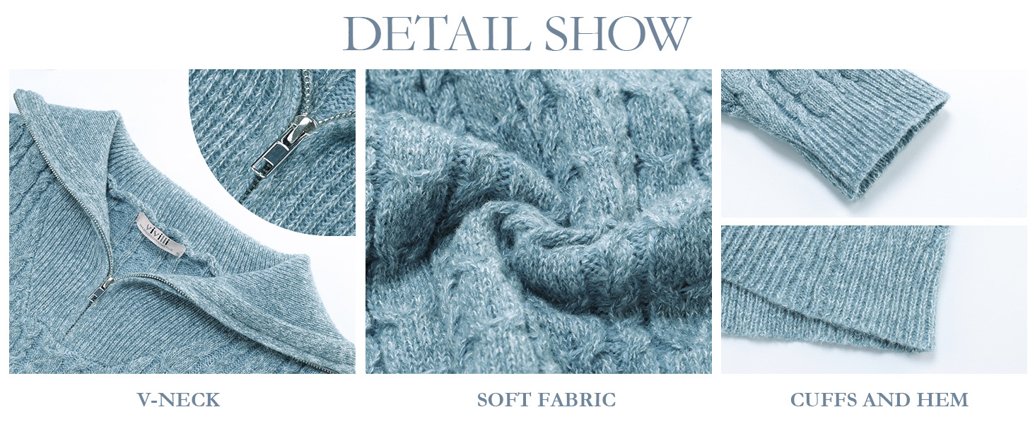 Cable Knit Sweater Women with Quarter Zip
