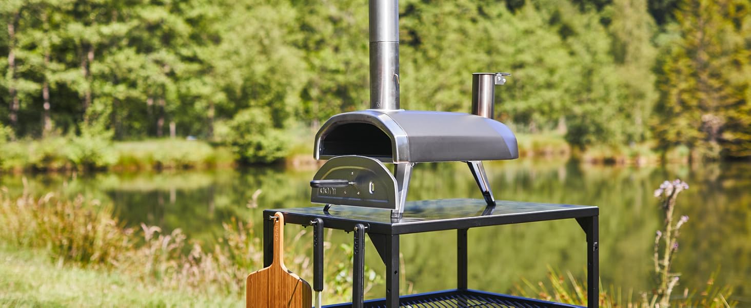 Ooni Medium Modular Table Pizza Oven Cart, Metal Stainless Steel