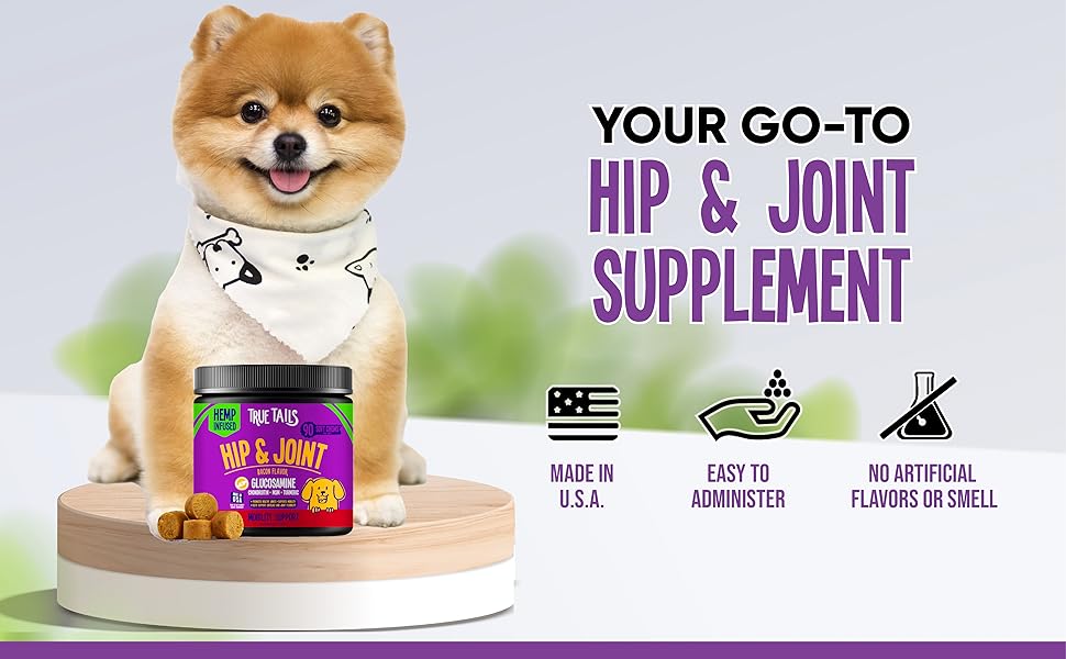 True Tails Hip and Joint Supplement Dogs 90Pcs Bacon