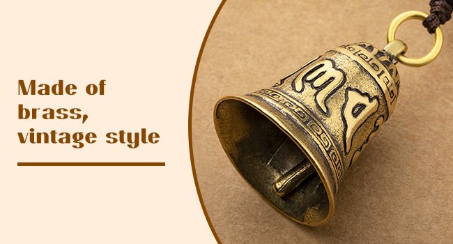 Chinese Feng Shui Bell Six Character Pure Brass Bells Window Door Home Pendant Car Keychains Beautiful Symbolism Good Luck Wealth and Safe for Home Decoration, Office Decoration(2.6x1.5x1.1in) 22 1